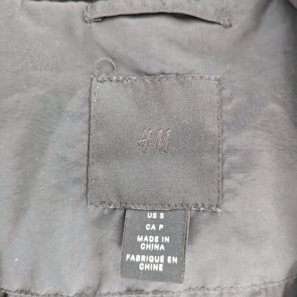 H&M Lightweight Bomber Jacket Hooded Black Size S - Picture 3 of 3